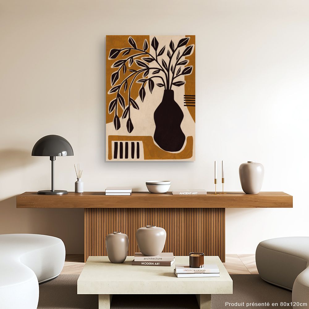 Tableau Vase et feuilles