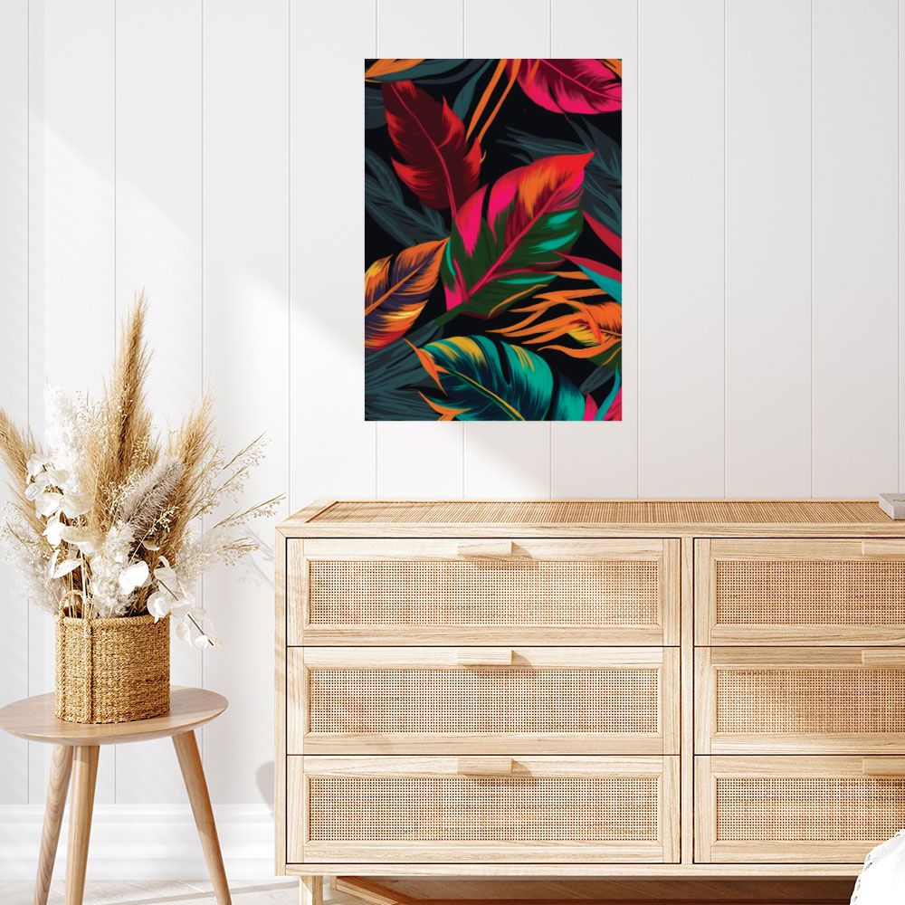 Affiche Feuilles tropicales vives