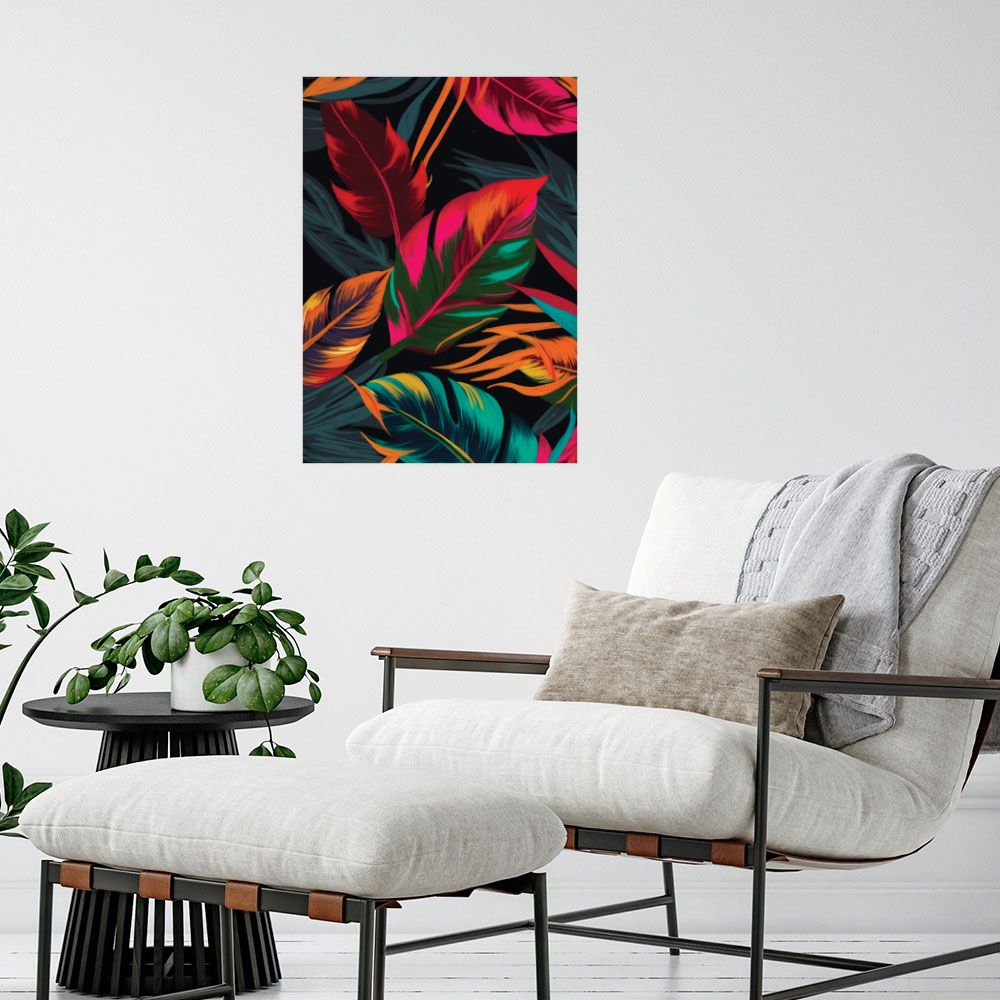 Affiche Feuilles tropicales vives