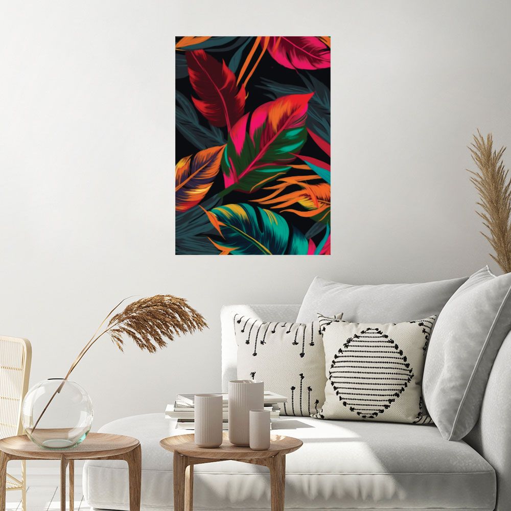 Affiche Feuilles tropicales vives