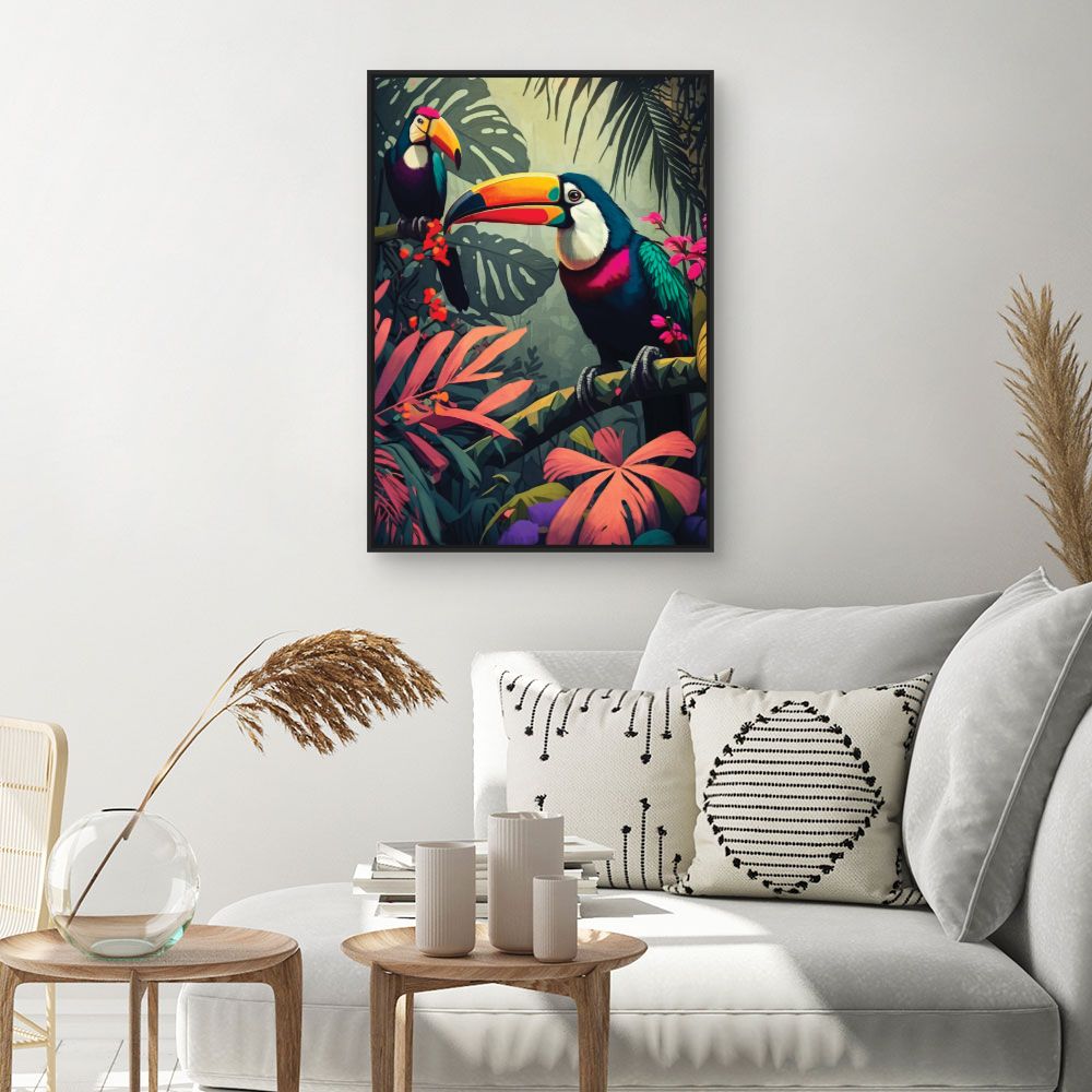 Tableau Toucans tropicaux vibrants