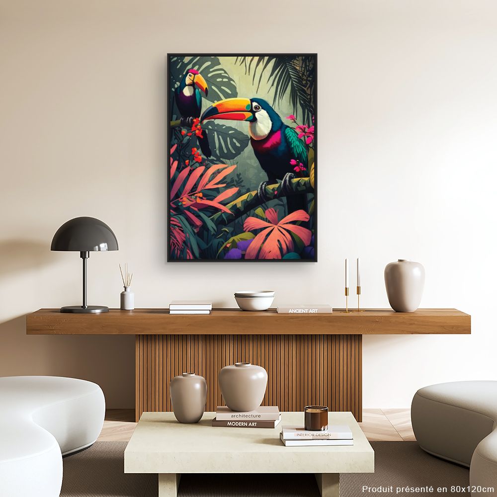 Tableau Toucans tropicaux vibrants
