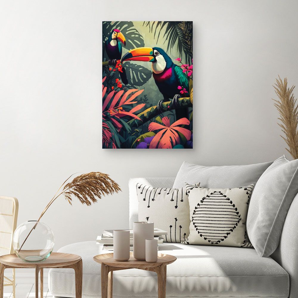 Tableau Toucans tropicaux vibrants