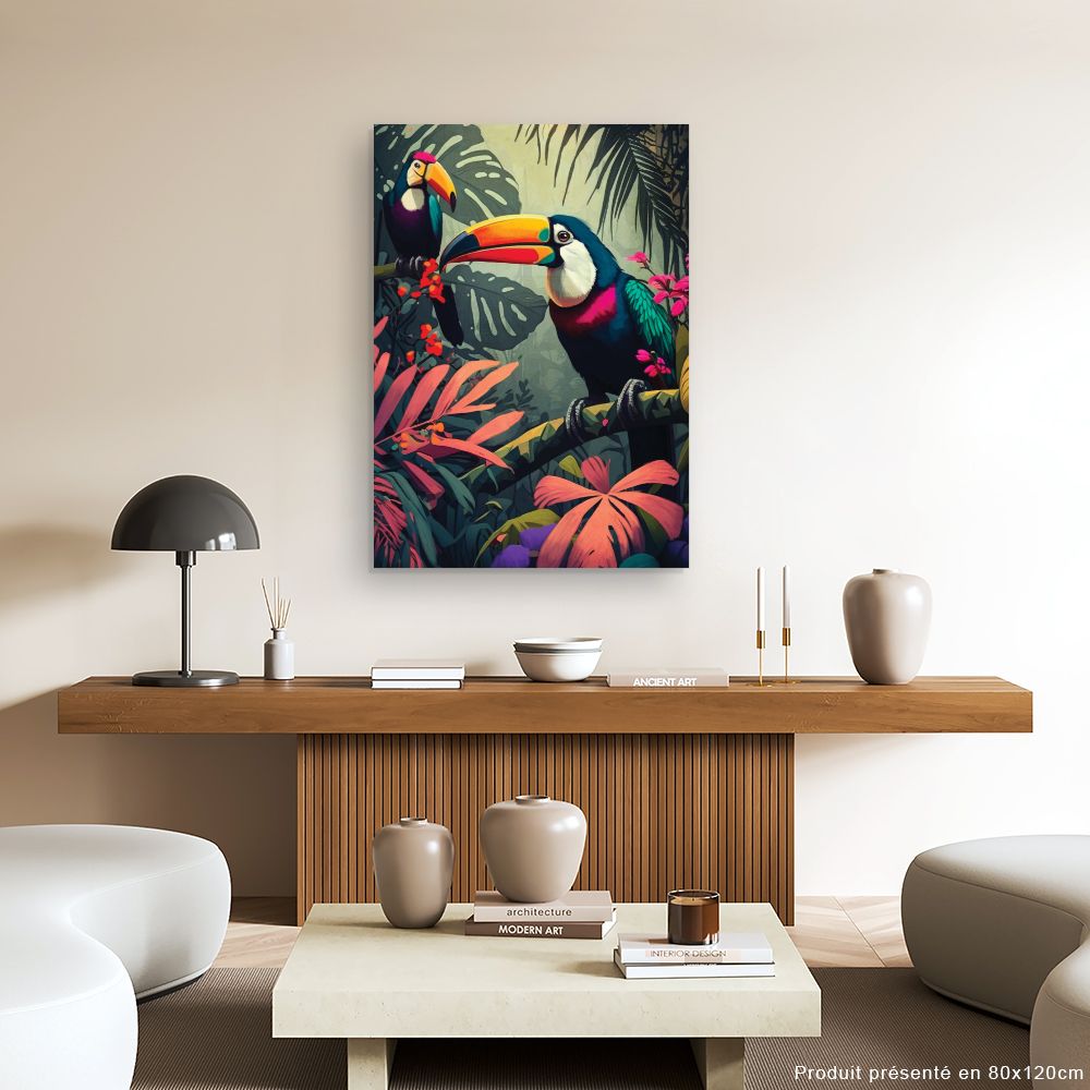Tableau Toucans tropicaux vibrants