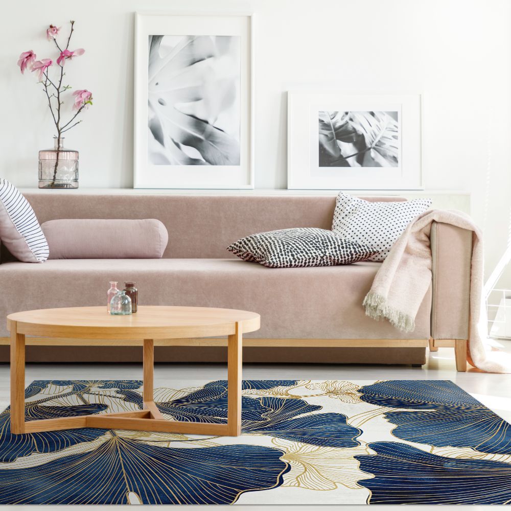 Tapis n°437 Feuilles élégantes dorées