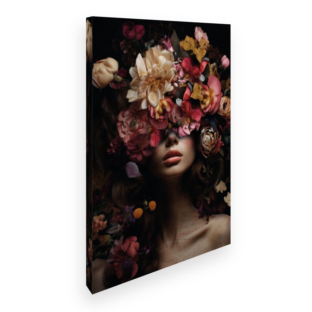 Toile Visage fleuri