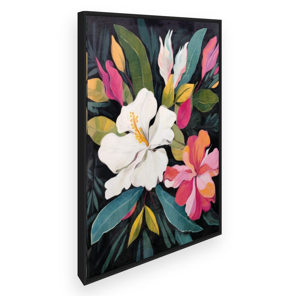 Toile Fleurs exotiques vives