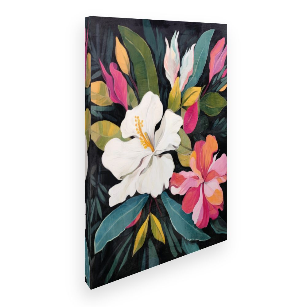 Toile Fleurs exotiques vives