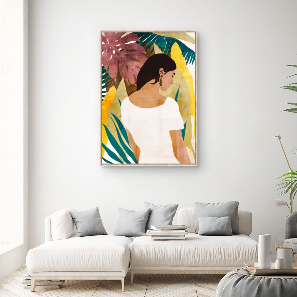 Tableau Femme et feuillage