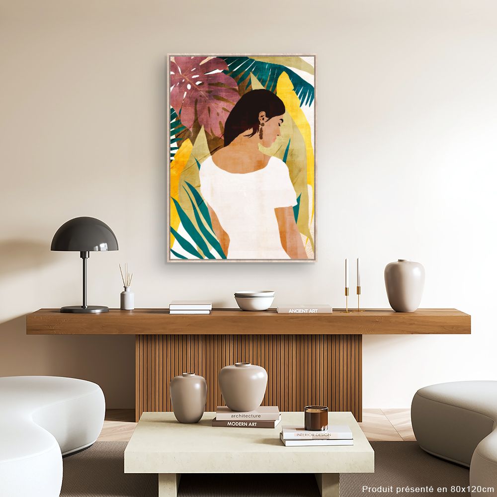 Tableau Femme et feuillage