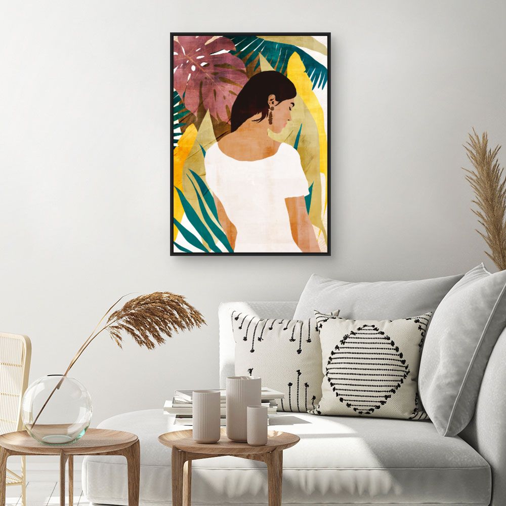 Tableau Femme et feuillage