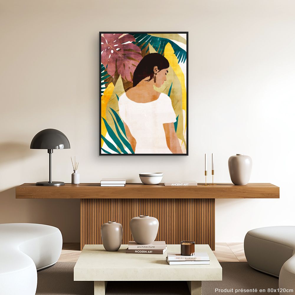 Tableau Femme et feuillage