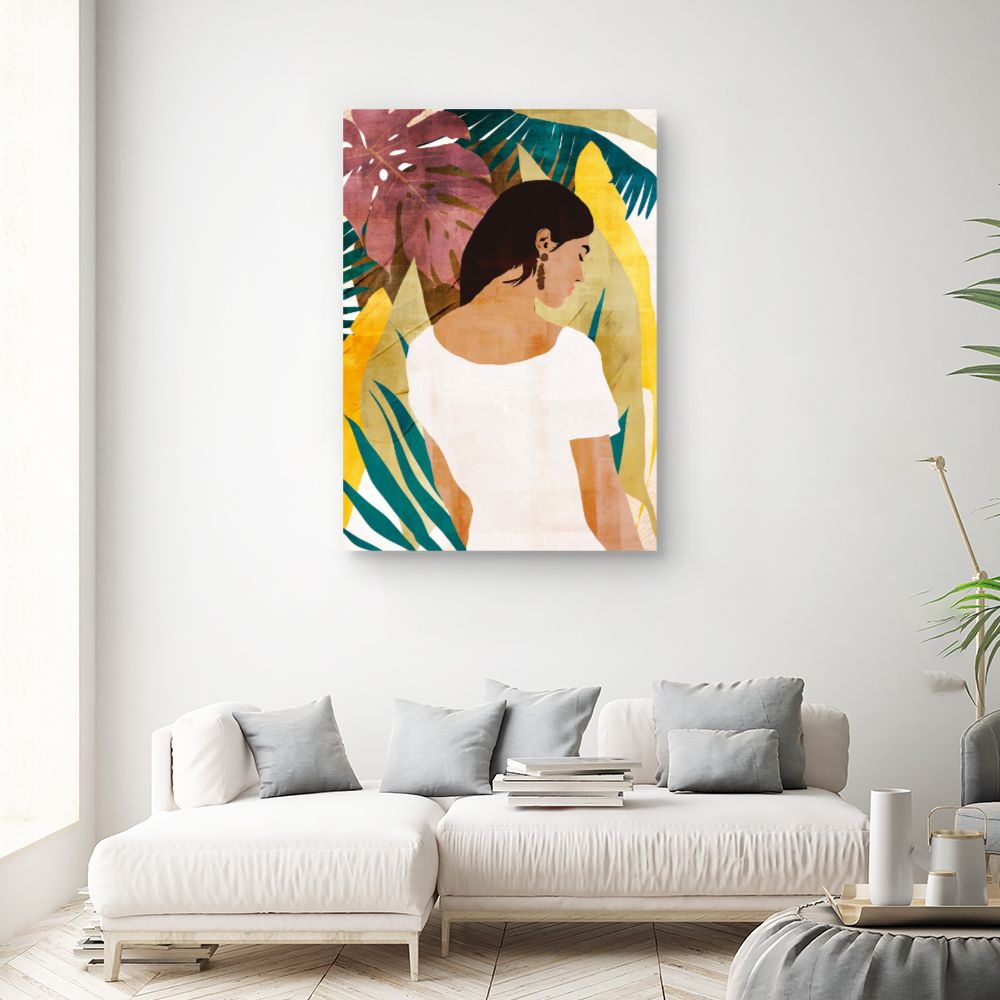 Tableau Femme et feuillage