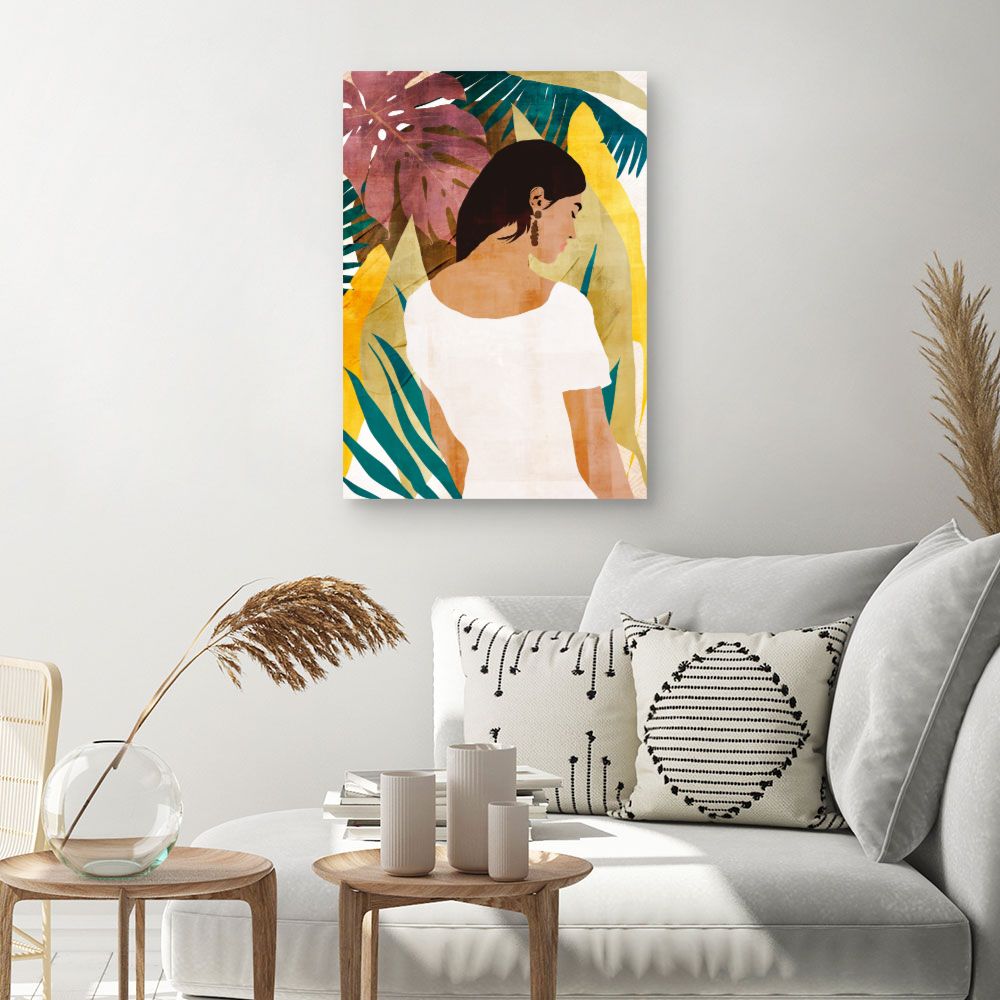 Tableau Femme et feuillage