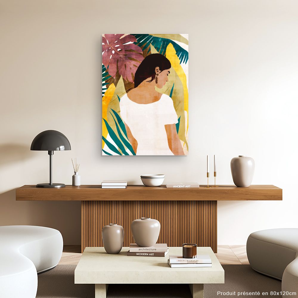 Tableau Femme et feuillage