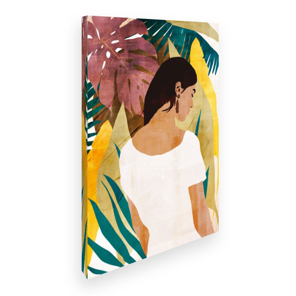 Toile Femme et feuillage