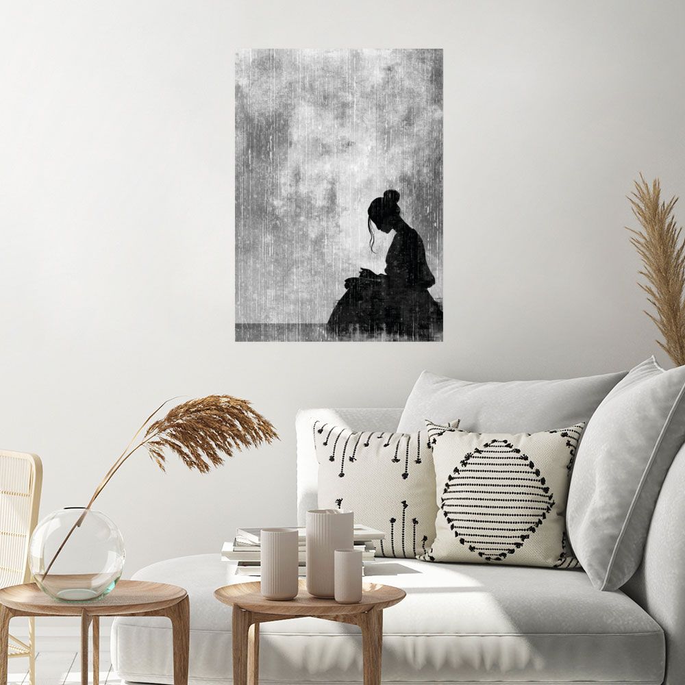 Affiche Silhouette sous la pluie