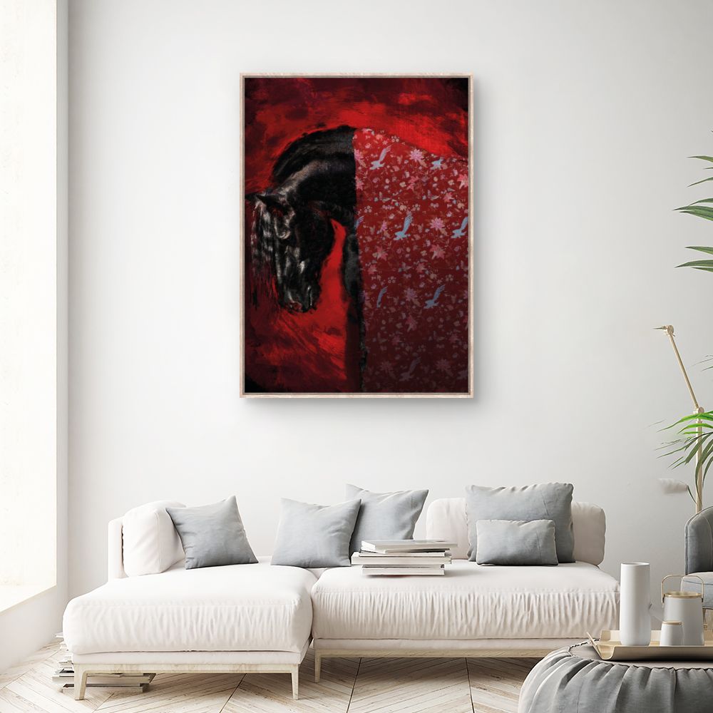 Tableau Cheval mystique floral