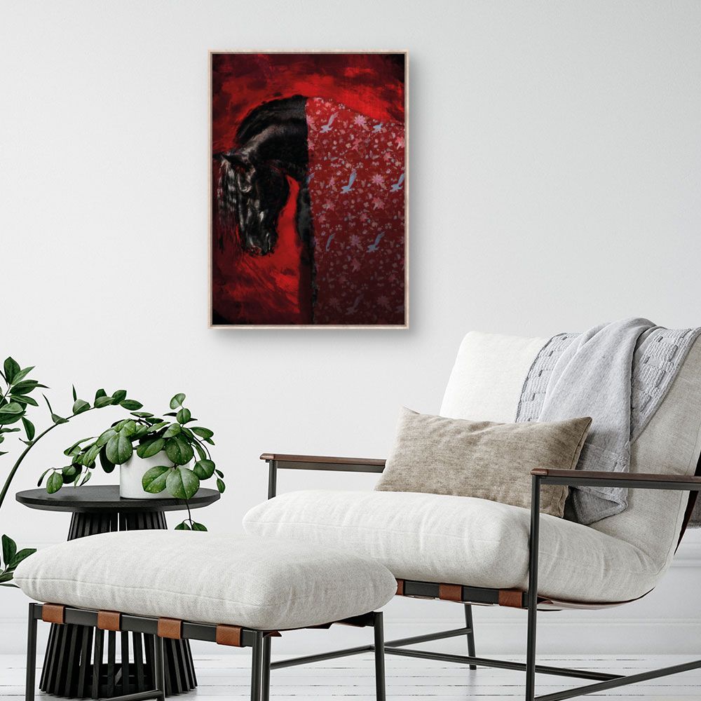 Tableau Cheval mystique floral