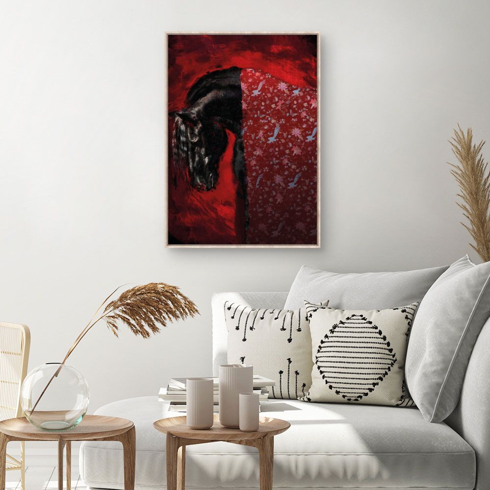 Tableau Cheval mystique floral