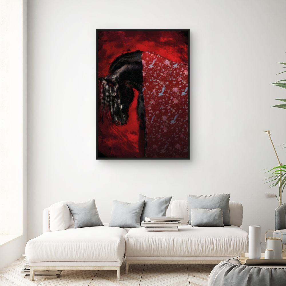 Tableau Cheval mystique floral