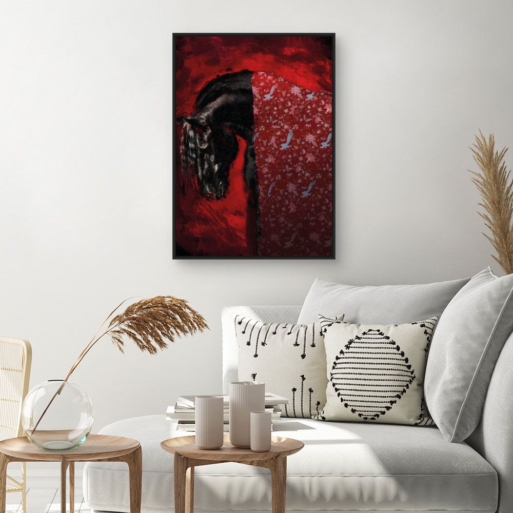 Tableau Cheval mystique floral