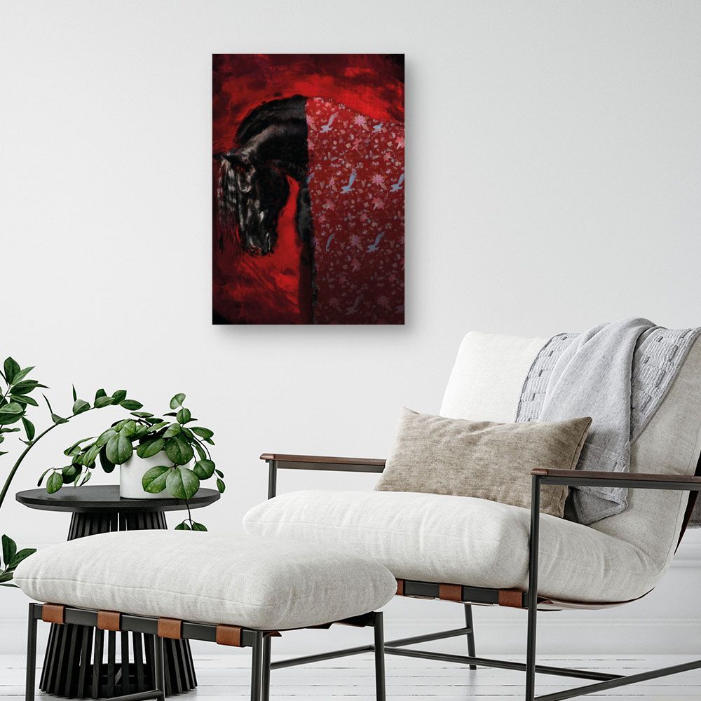 Tableau Cheval mystique floral