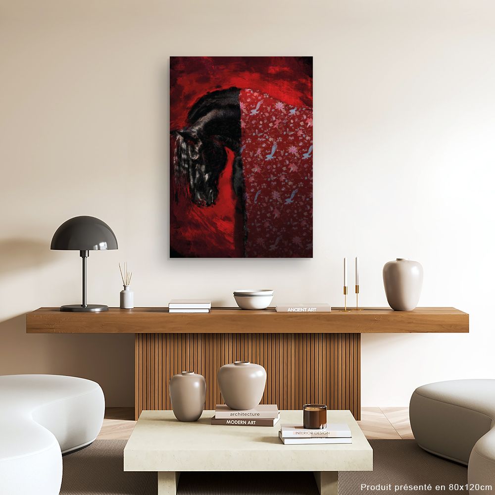 Tableau Cheval mystique floral
