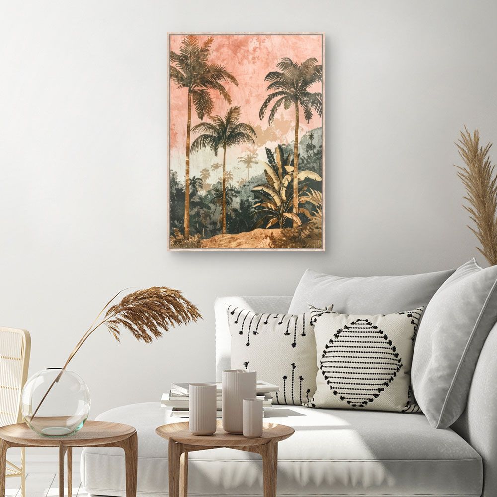 Toile Palmiers exotiques – toile cadre naturel (slide 1, 60×90)
