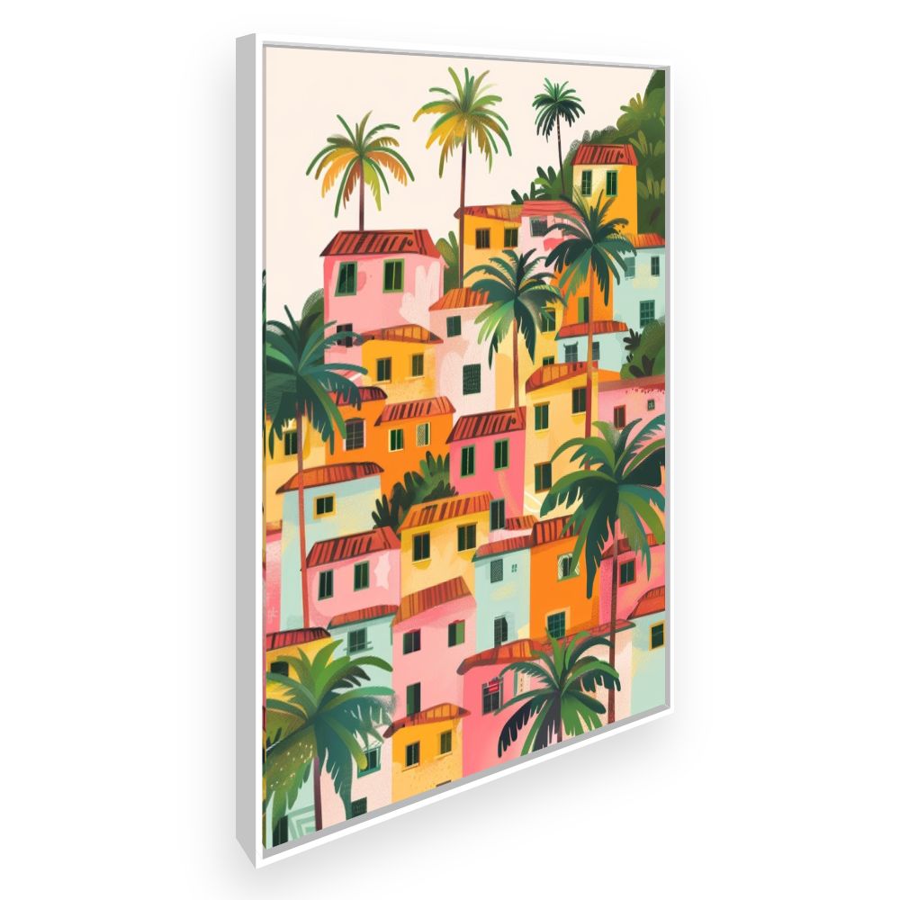 Toile Maisons colorées exotiques – toile cadre blanc (slide 2)