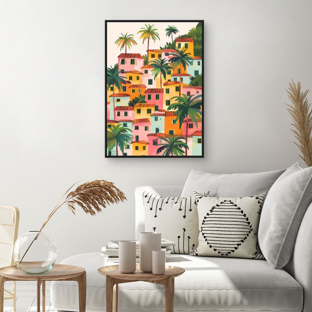 Toile "Maisons colorées exotiques"