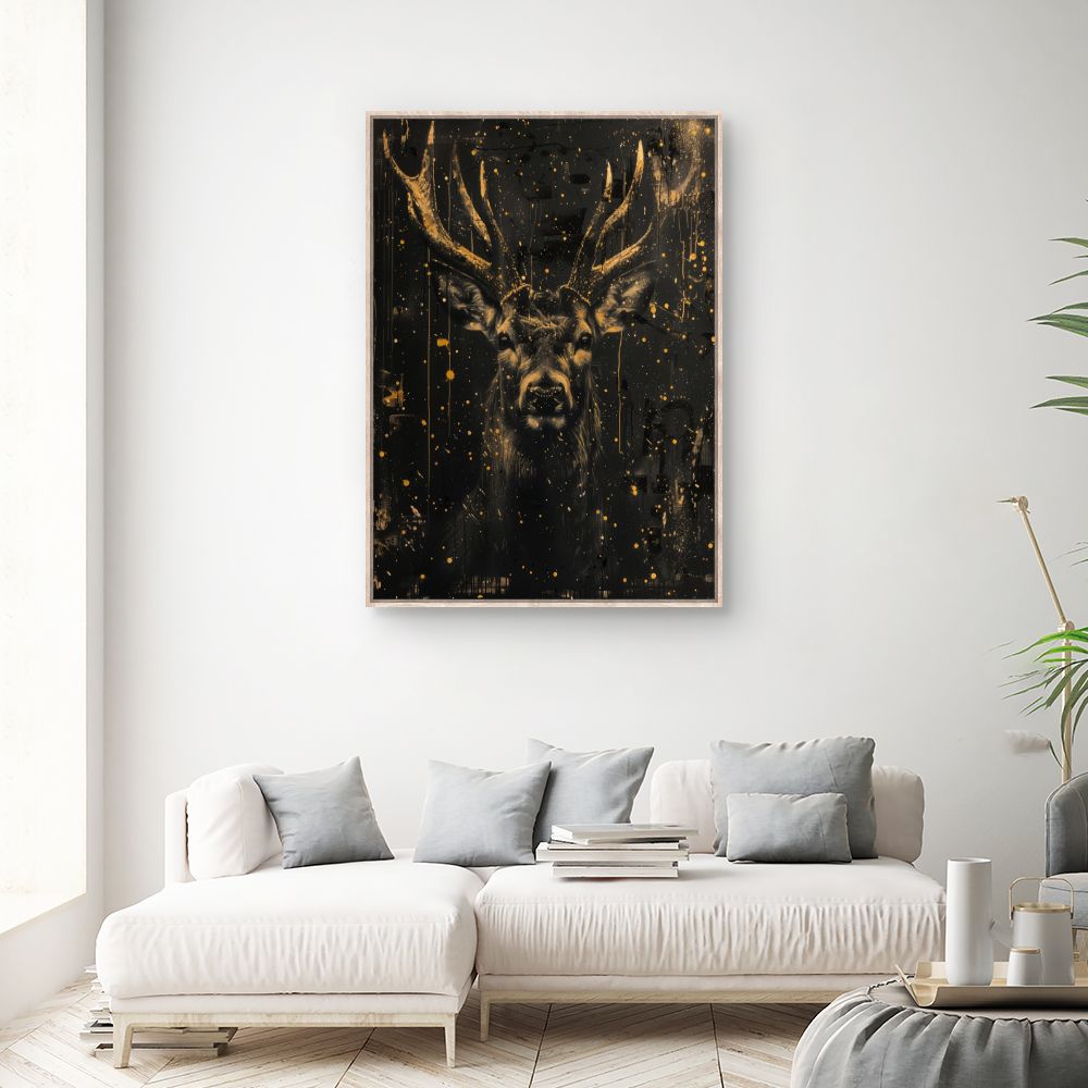 Tableau Cerf majestueux doré