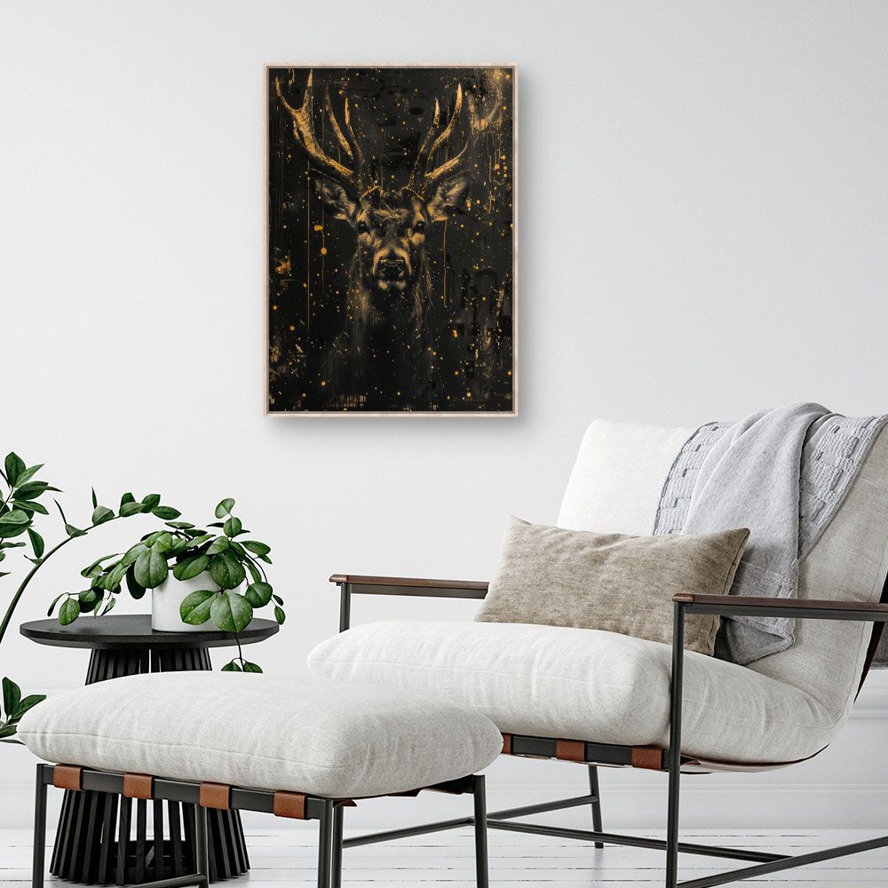Tableau Cerf majestueux doré