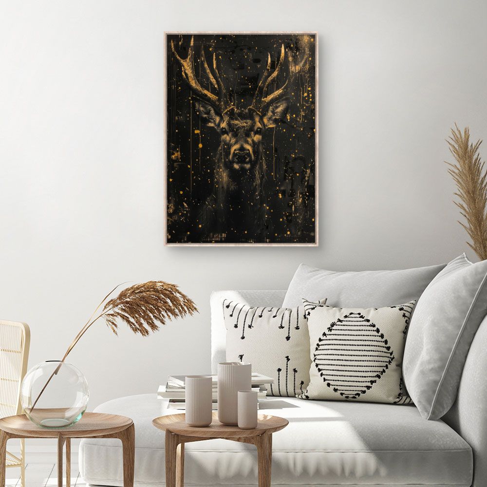 Tableau Cerf majestueux doré