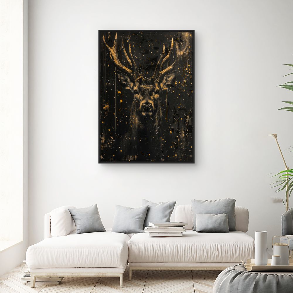 Tableau Cerf majestueux doré