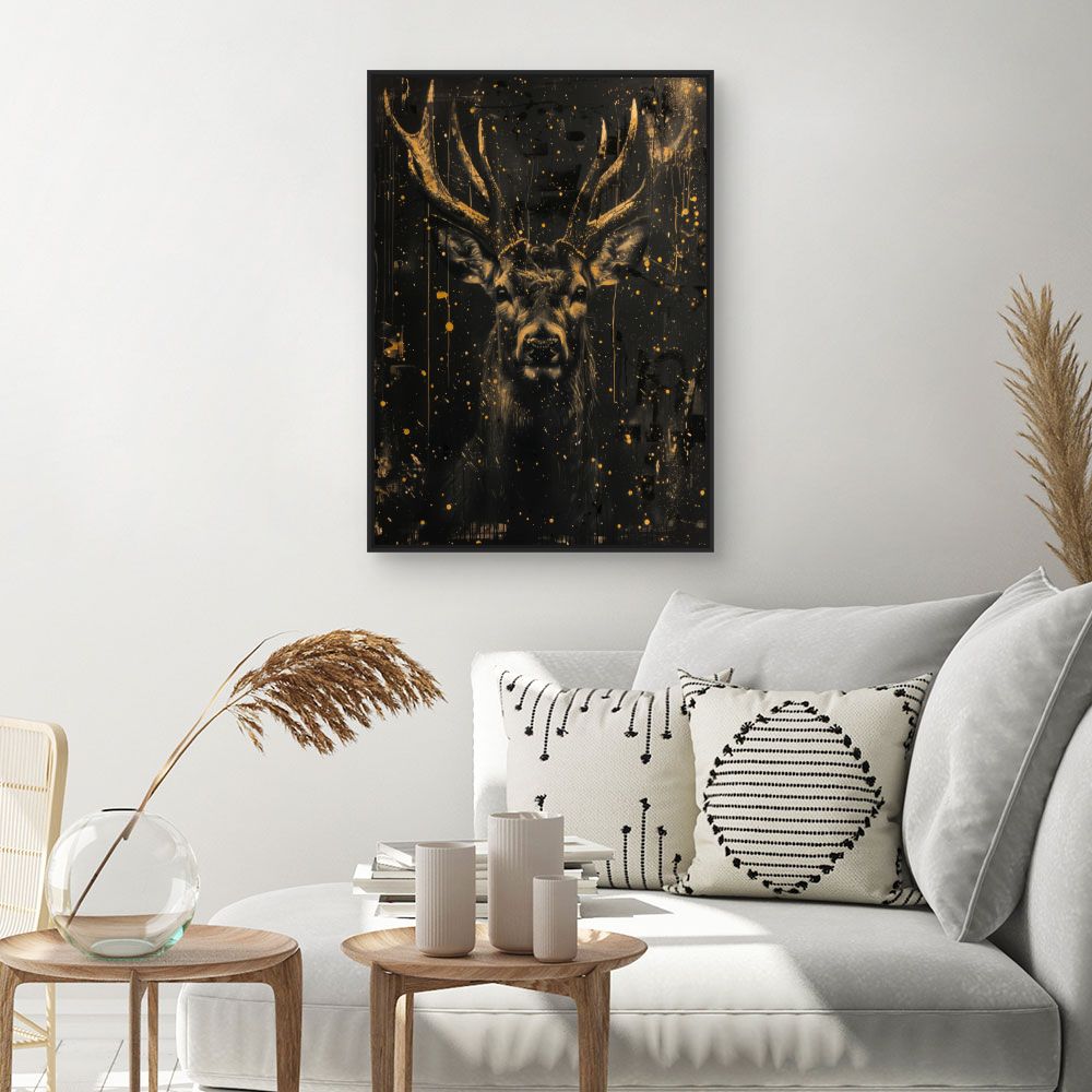 Tableau Cerf majestueux doré