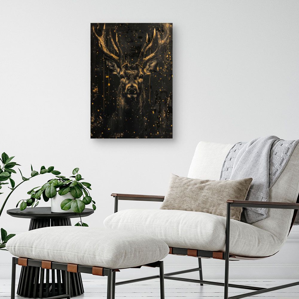 Tableau Cerf majestueux doré