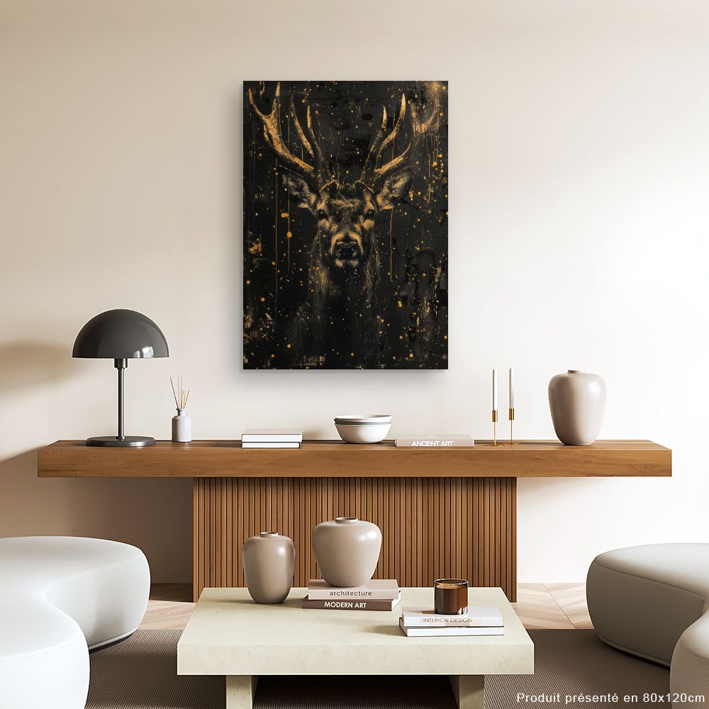 Tableau Cerf majestueux doré