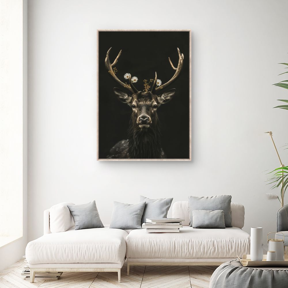 Tableau Cerf élancé floral