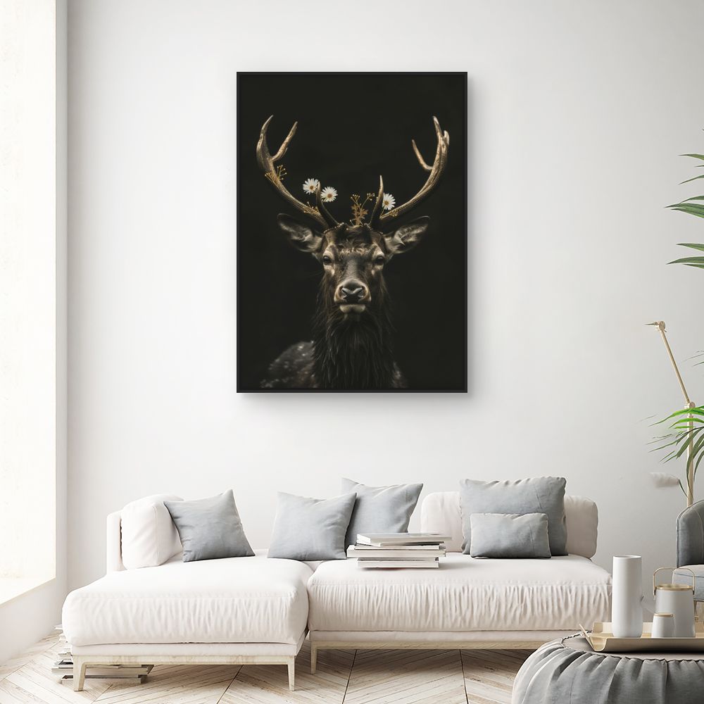 Tableau Cerf élancé floral