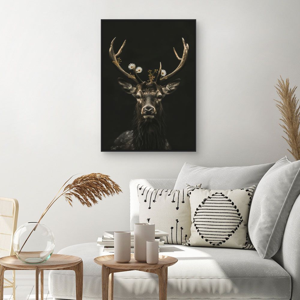 Tableau Cerf élancé floral