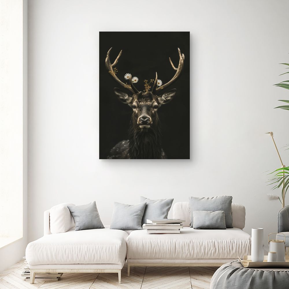 Tableau Cerf élancé floral