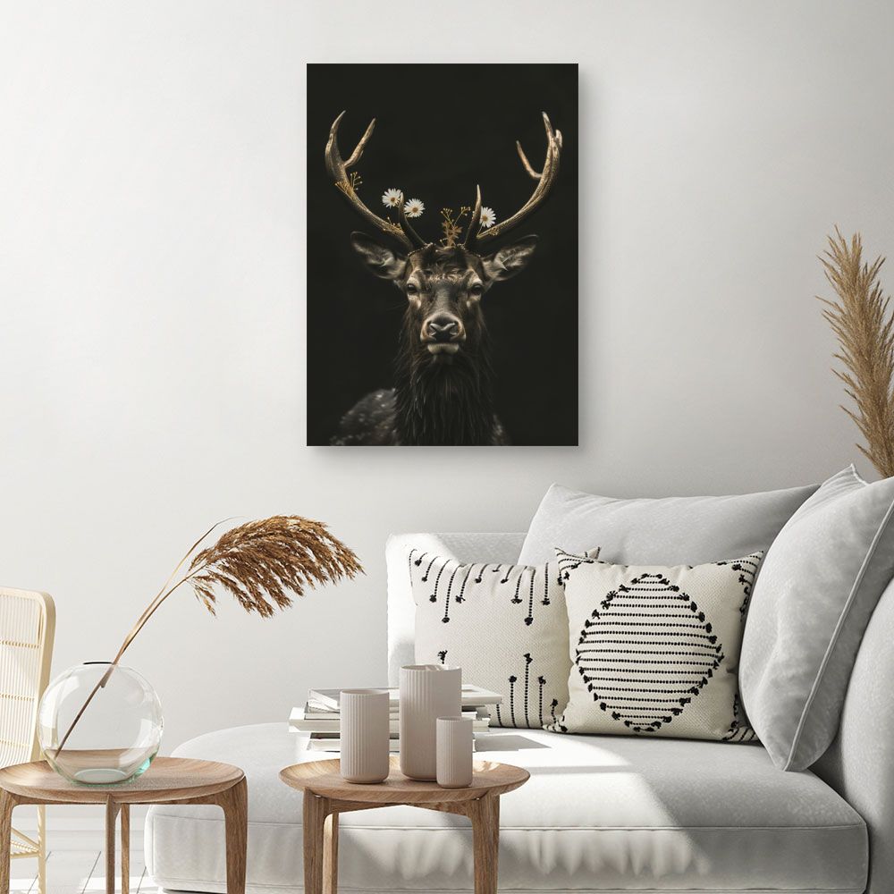 Tableau Cerf élancé floral