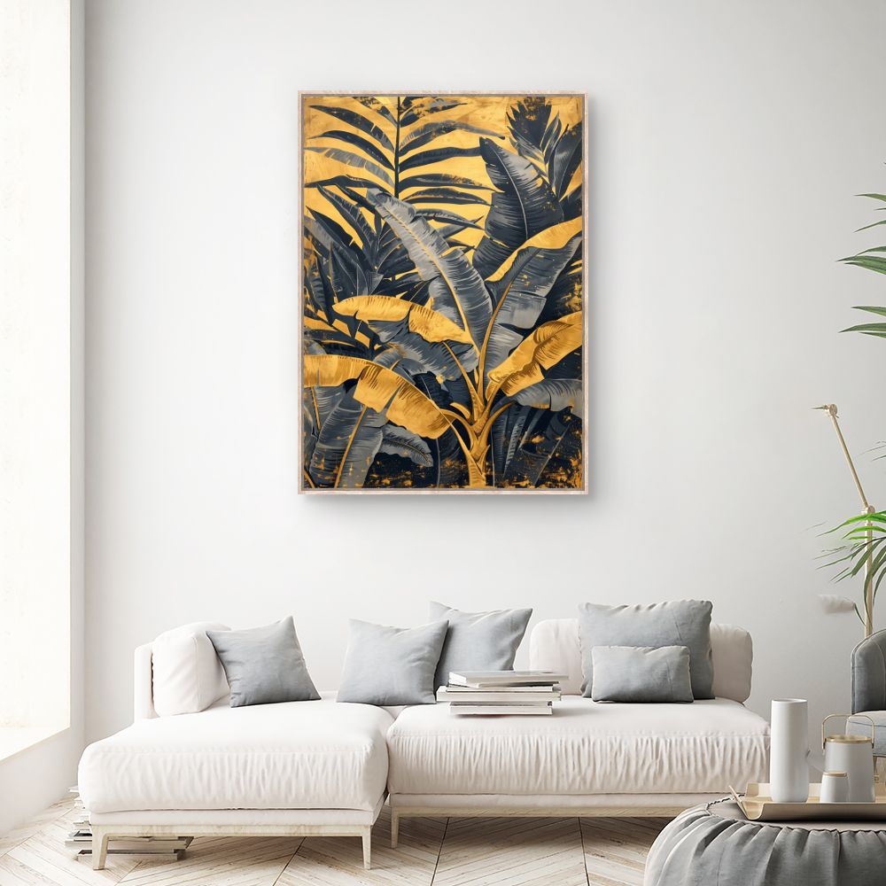 Tableau Feuillage tropical doré