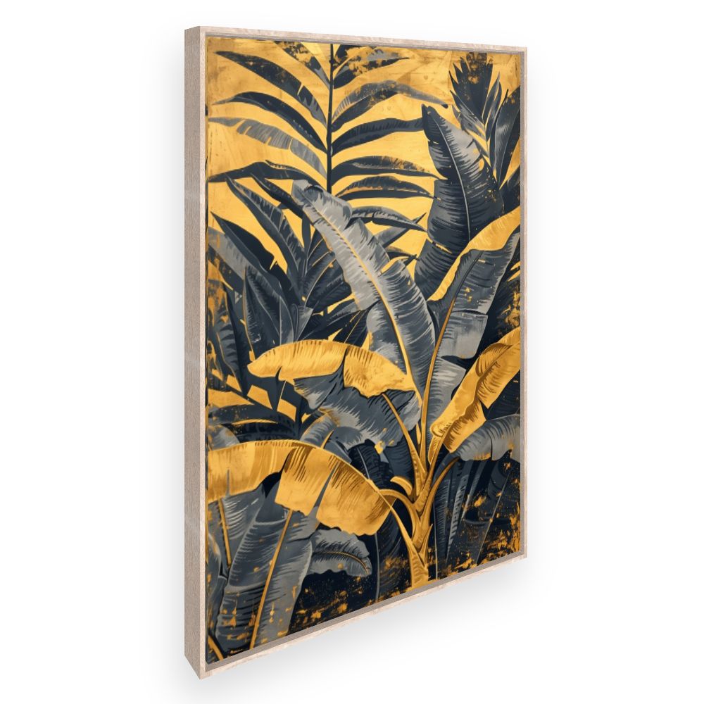 Toile Feuillage tropical doré