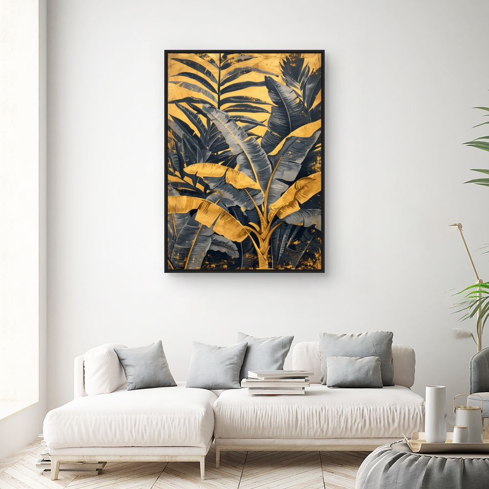Tableau Feuillage tropical doré