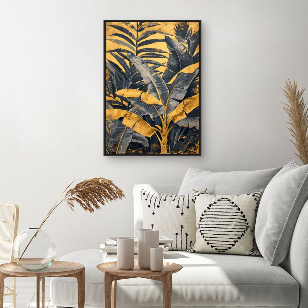 Tableau Feuillage tropical doré