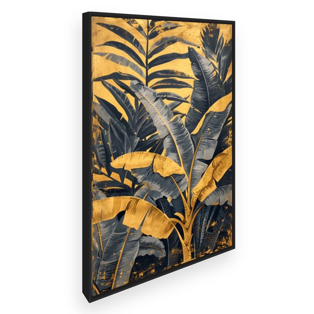 Toile Feuillage tropical doré
