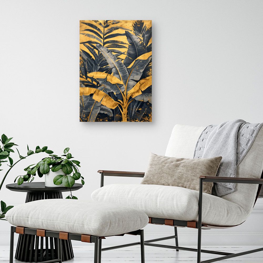 Tableau Feuillage tropical doré
