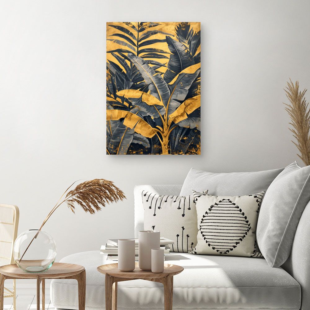 Tableau Feuillage tropical doré